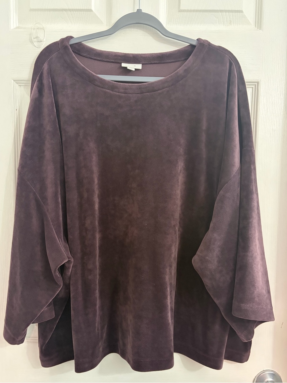 Pure Jill Plush Relaxed Oversized Pullover Sweatshirt - Deep Plum Size 2X